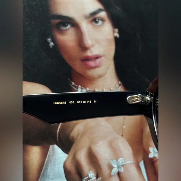 Gucci 💅✨ Black Designer GG Cat Eye Sunglasses Italy GG0957S 003 52-19-145 NEW - Picture 8 of 12